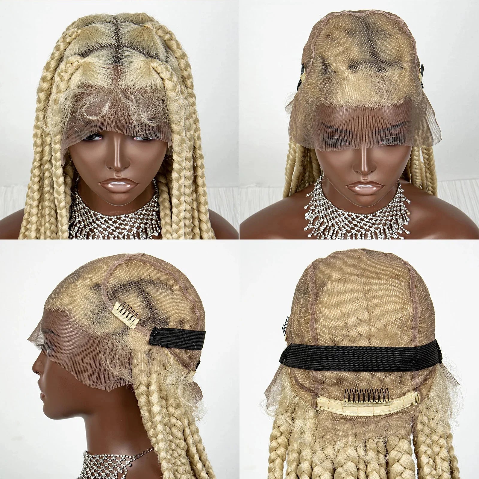 36" Purple Knotless Box Braids Wig | Transparent Full Lace | Baby Hair | Synthetic