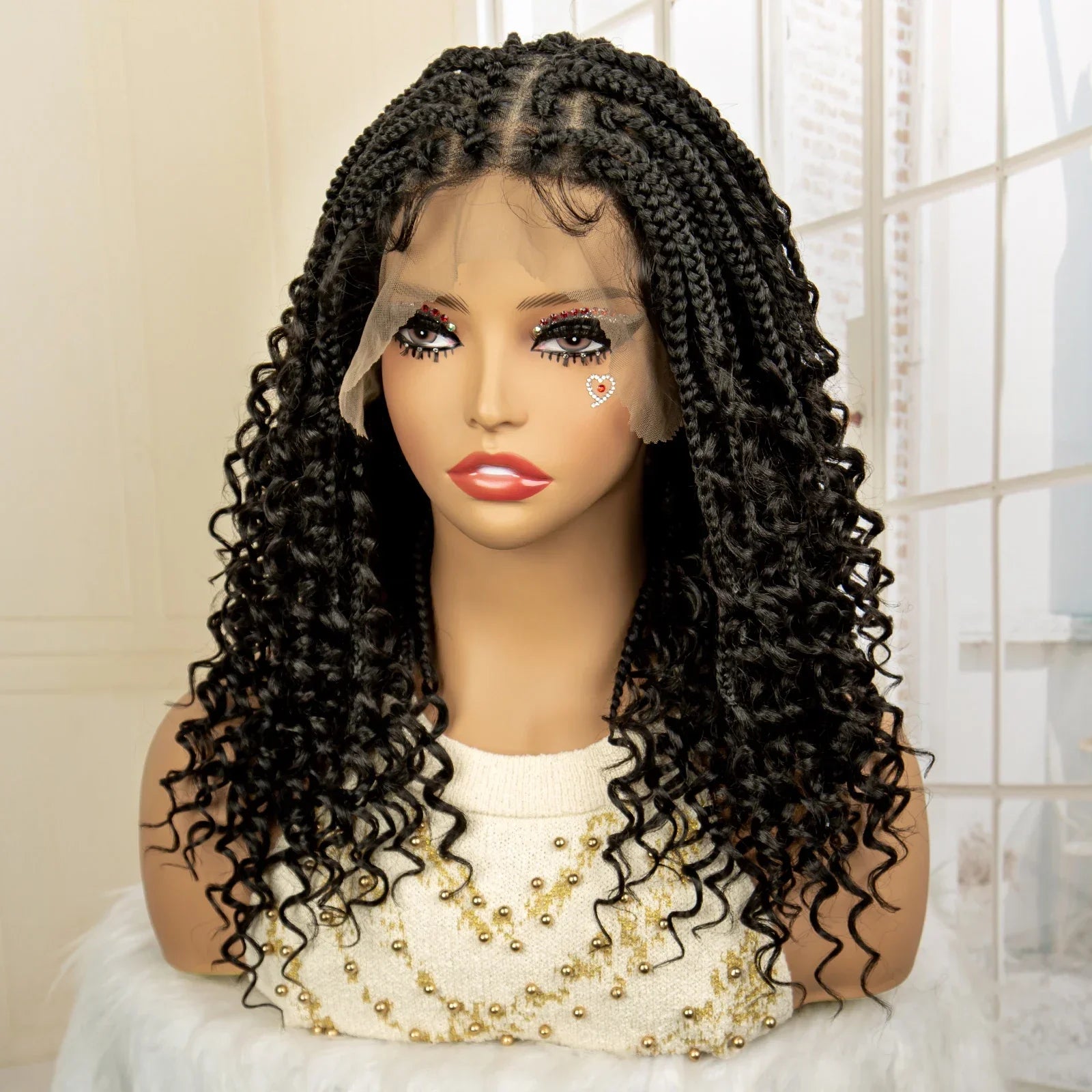 14" Burgundy Box Braids Wig | Full Lace | Kanekalon Fiber | Boho Braids | For Women