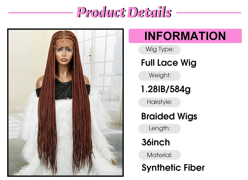 350# Blonde HD Full Lace Braided Wig | Knotless Box Cornrows | Crochet Braids | Synthetic Braids for Black Women