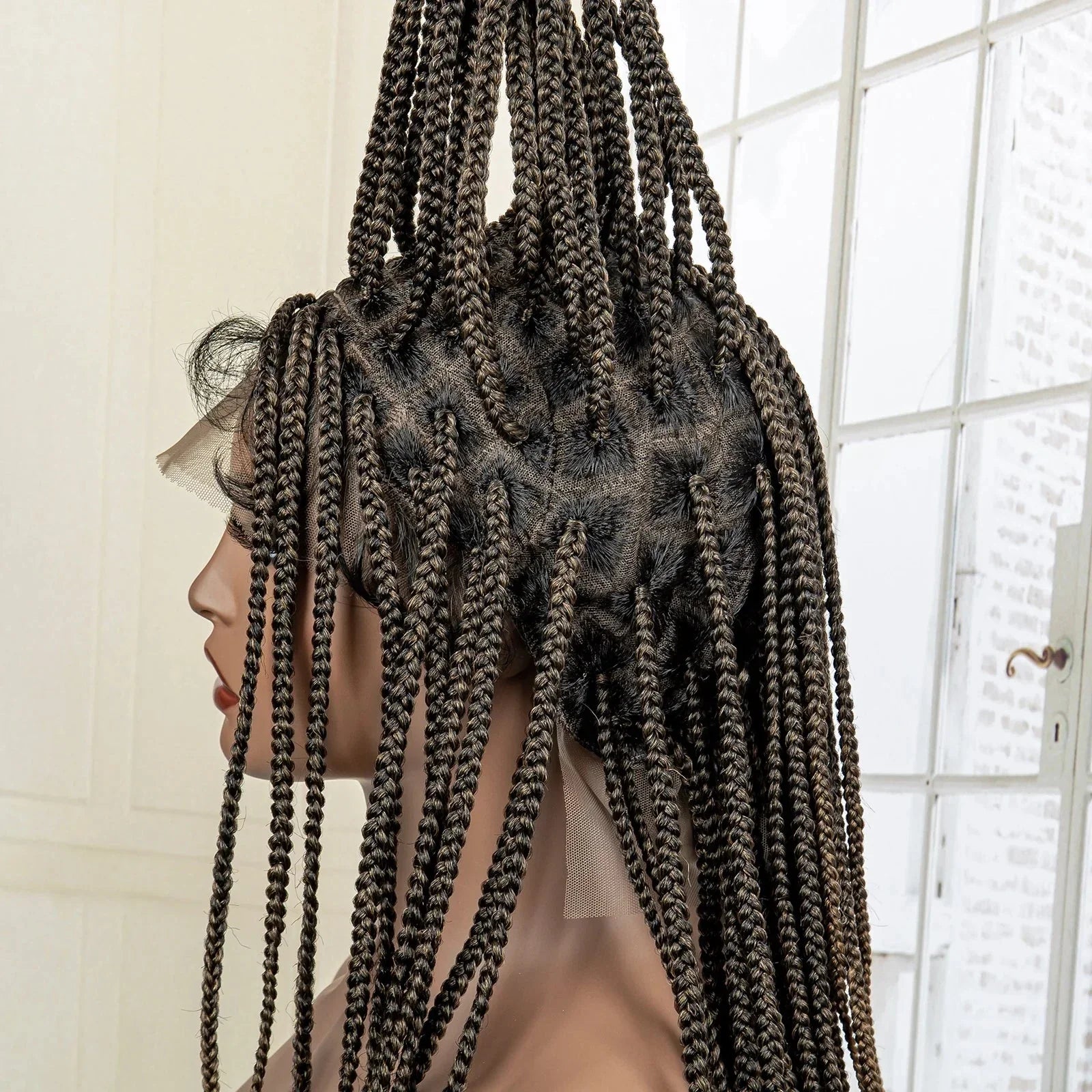 24" Full Lace Knotless Box Braided Wig | Lace Frontal Cornrow Braids | Baby Hair Synthetic Wig for Women