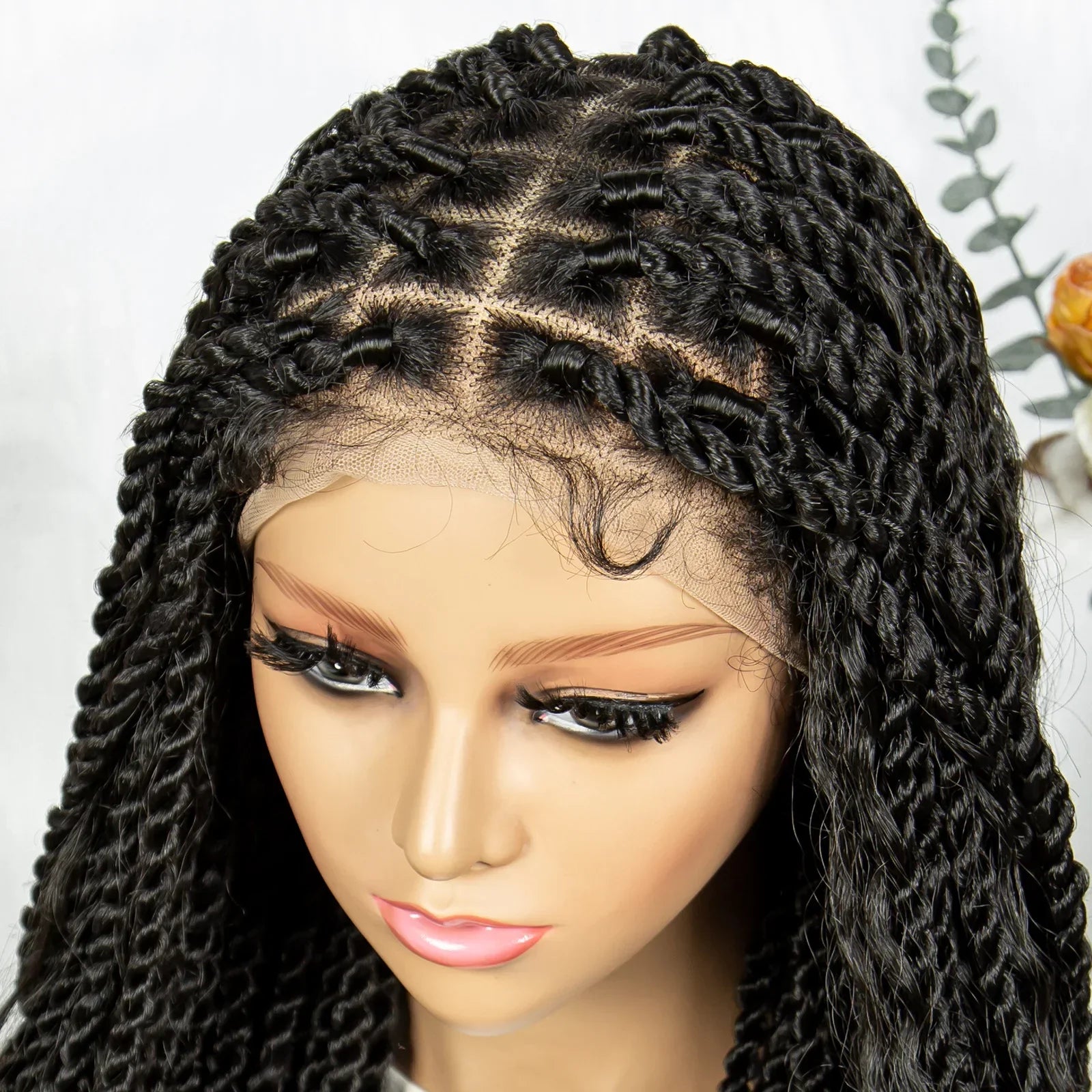 36" Long Island Twist Braided Wig - Knotless Synthetic Full Lace with Baby Hair