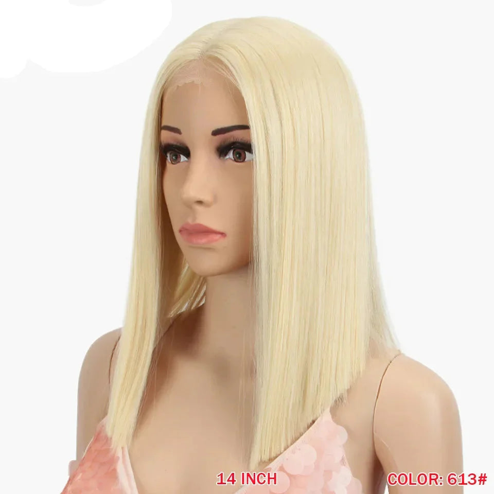 10 Inch Ombre Brown Straight Short Bob Wig | Synthetic Lace Front Wigs for Women (Heat Resistant Fiber, Cosplay & Daily Use)