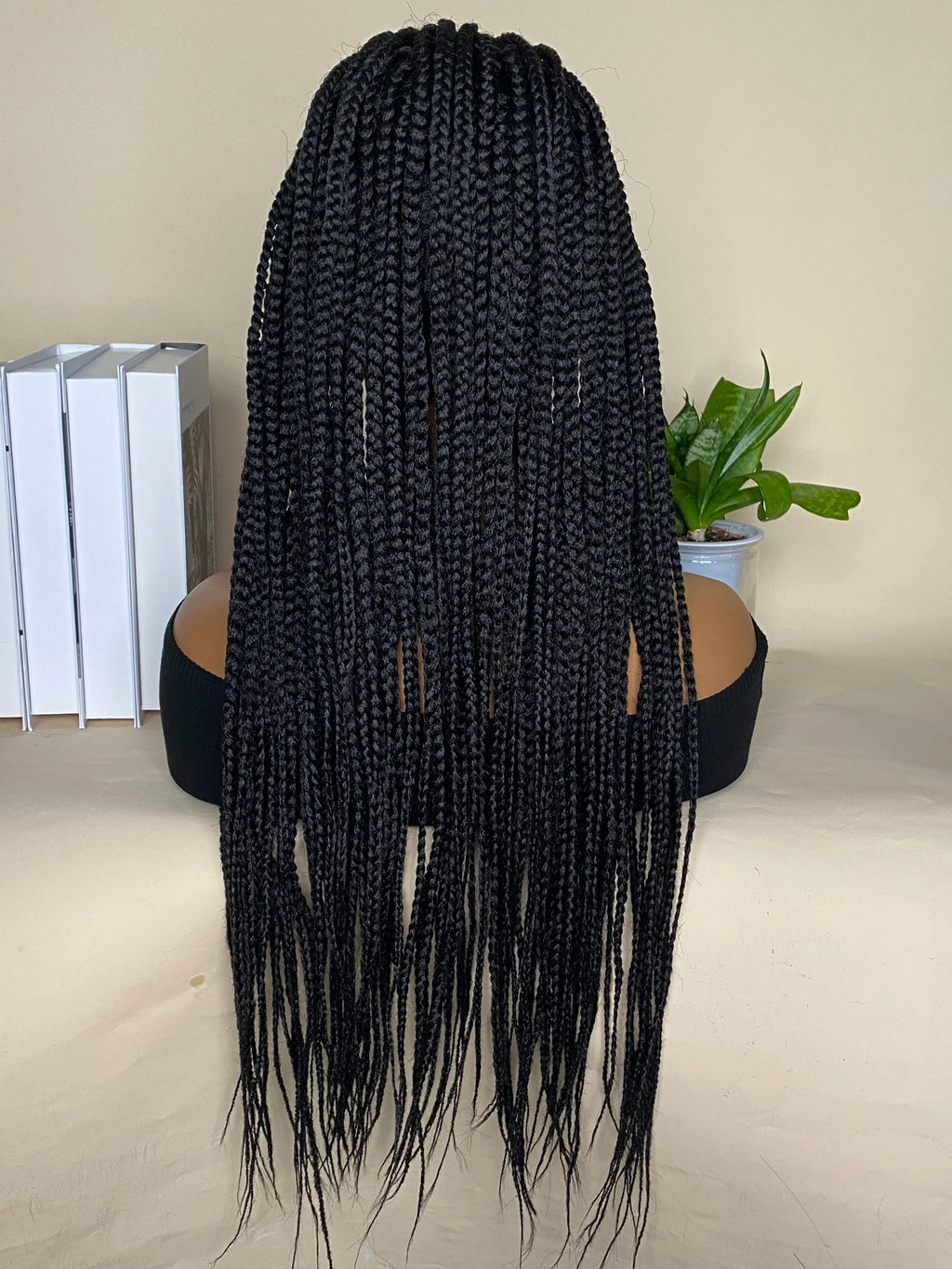 28 Inch Lace Front Cornrow Wig | Hand Braided Box Braids | Synthetic Hair | With Baby Hair