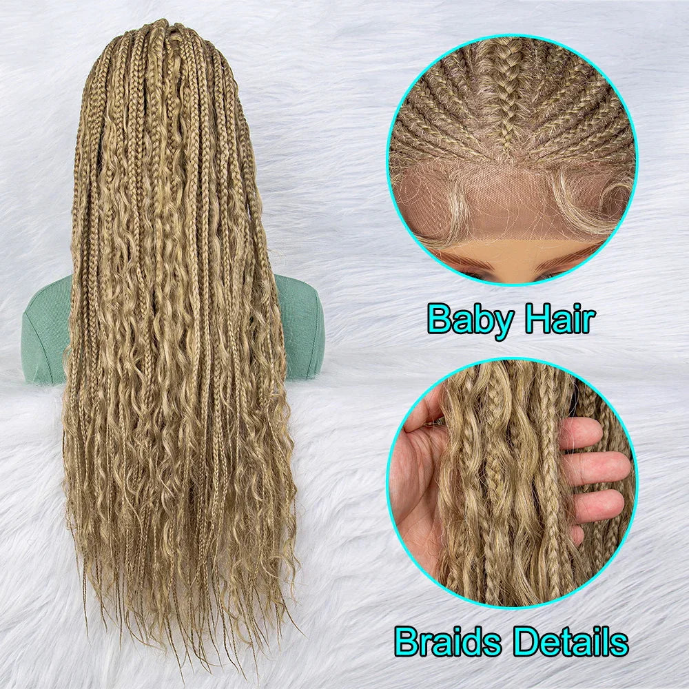 28" Brown Braided Wig | 13x5 Lace Front with Baby Hair