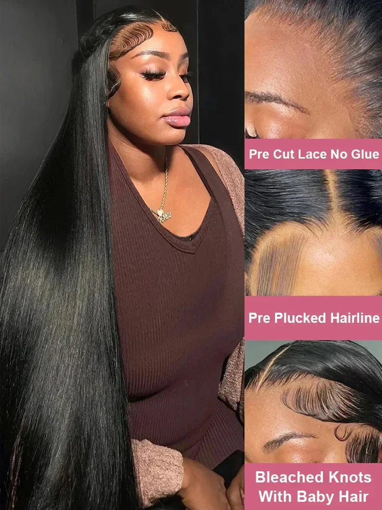 46-50 Inch | 13x6/13x4 Lace Width | Bone Straight | Brazilian | Remy Hair | HD Transparent Lace Frontal Wig - 200% Density