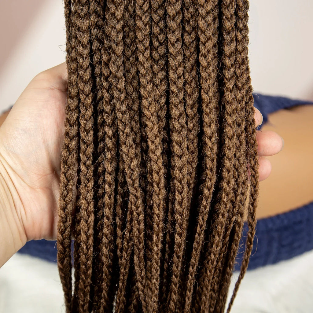 Bangs Ponytail Braided Wig with Headband | 27/613 Leopard Print Hair | Synthetic Daily Use Wig | Long Braids