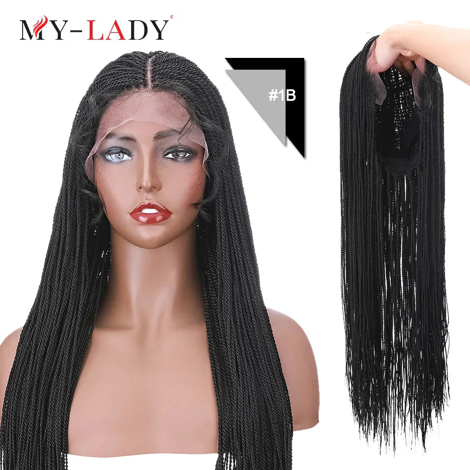 30" Box Braids Lace Front Wig | Baby Hair | Afro Synthetic Braids | Black Women