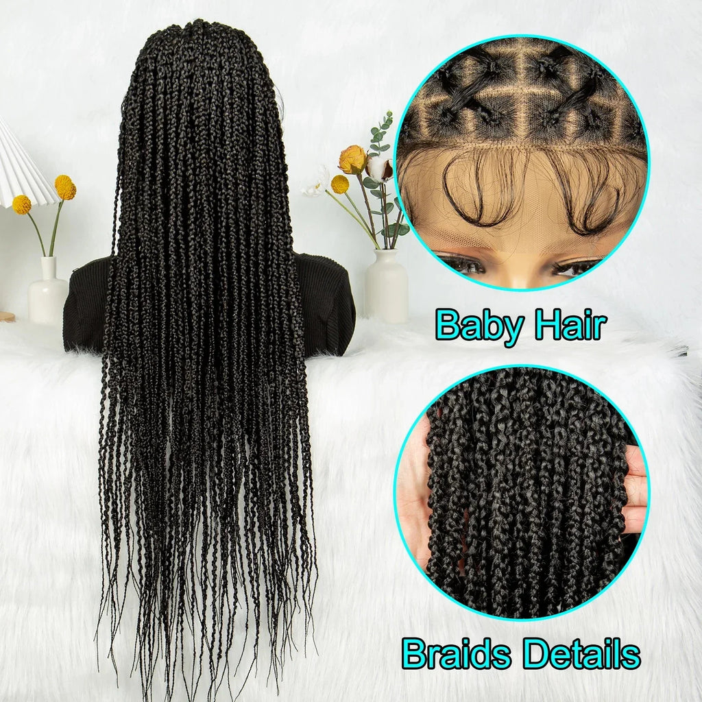 36" Criss Cross Braided Wig | Full Lace | Baby Hair | Large Cap | Synthetic Braids