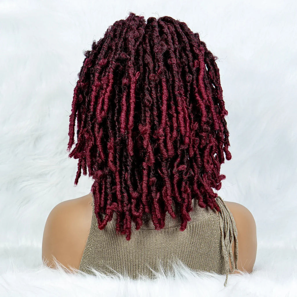 16" Short Knotless Butterfly Locs Wig | Synthetic Lace Front