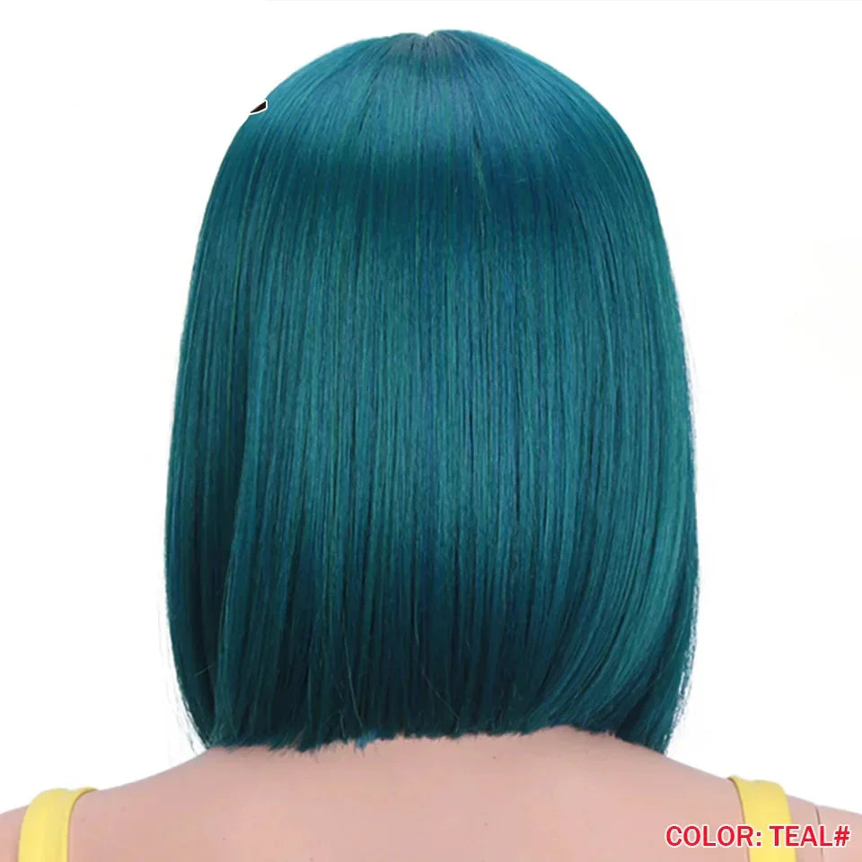 10 Inch Ombre Brown Straight Short Bob Wig | Synthetic Lace Front Wigs for Women (Heat Resistant Fiber, Cosplay & Daily Use)