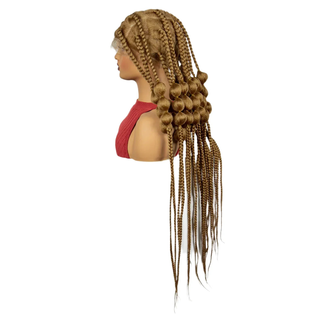 40" Ombre Knotless Bantu Braids Wig | Handmade Full Lace | Baby Hair