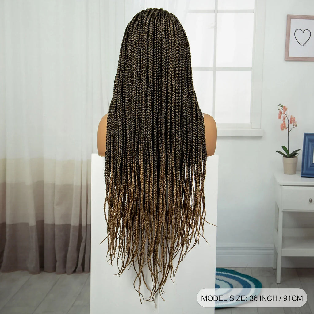 36" Ombre Knotless Braids Wig | 1B/27 | 9x6 Lace Front | Baby Hair