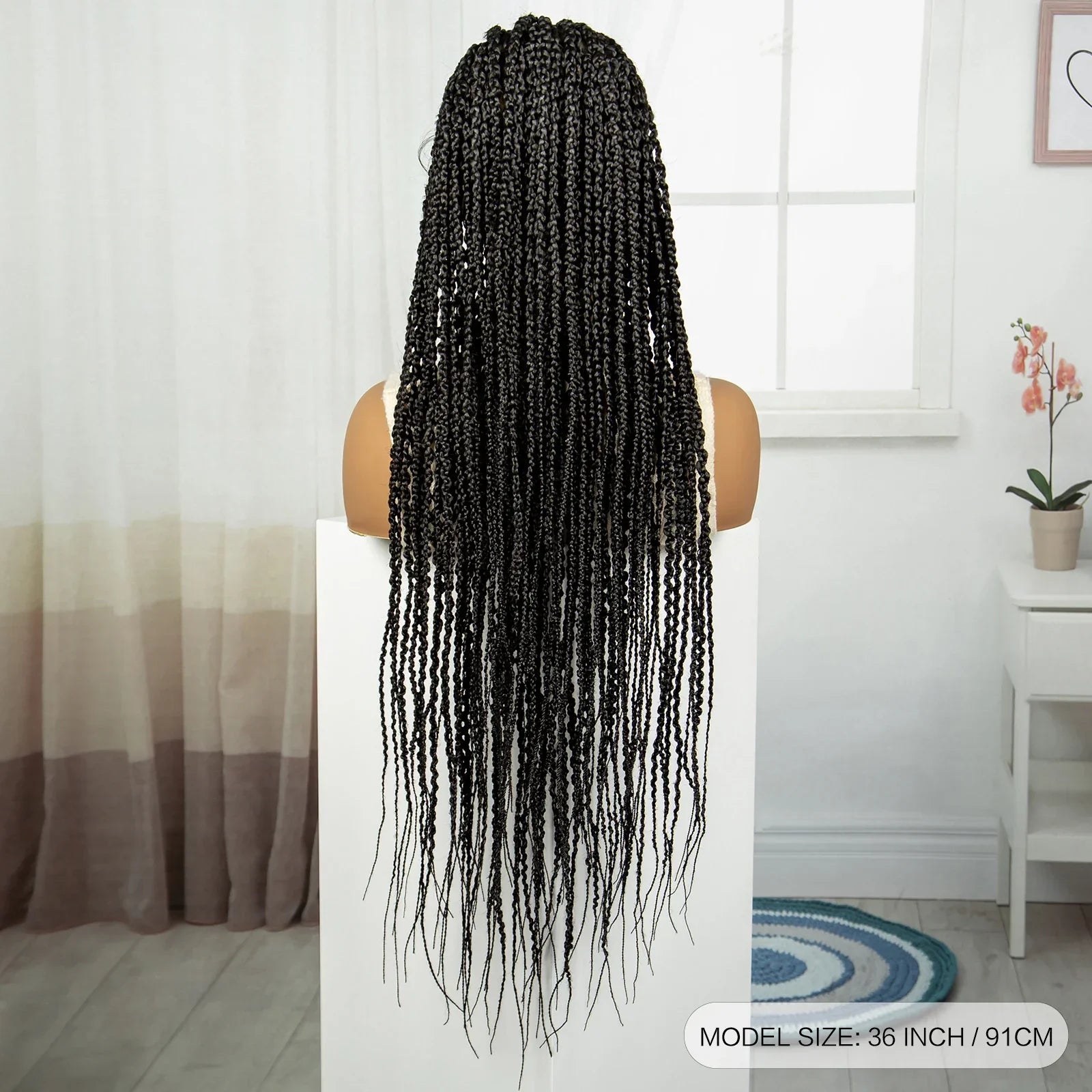 36" Cornrow Knotless Box Braids Wig | Full Lace Frontal | Baby Hair