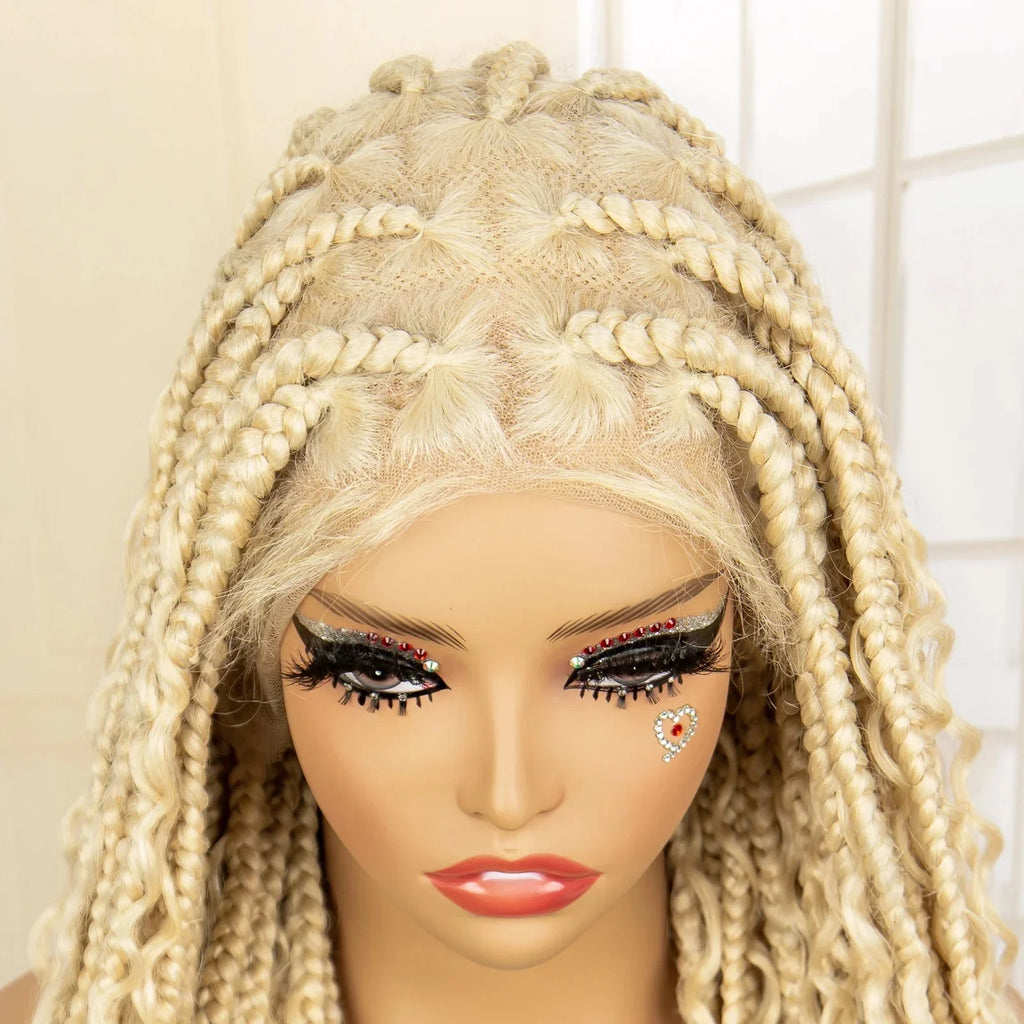 613 Blonde Knotless Boho Braids Wig | Full Lace | Baby Hair | Kanekalon Synthetic