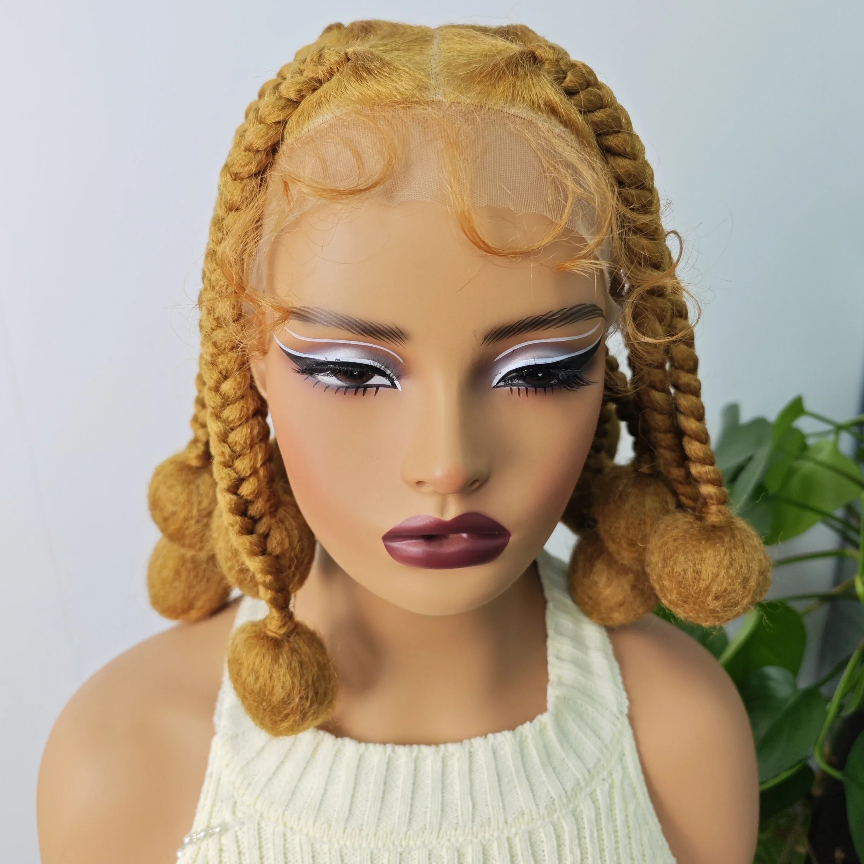 12 Inch Natural Color Synthetic Braided Wig | Transparent Lace Front Knotless Box Braids with Baby Hair for Black Women