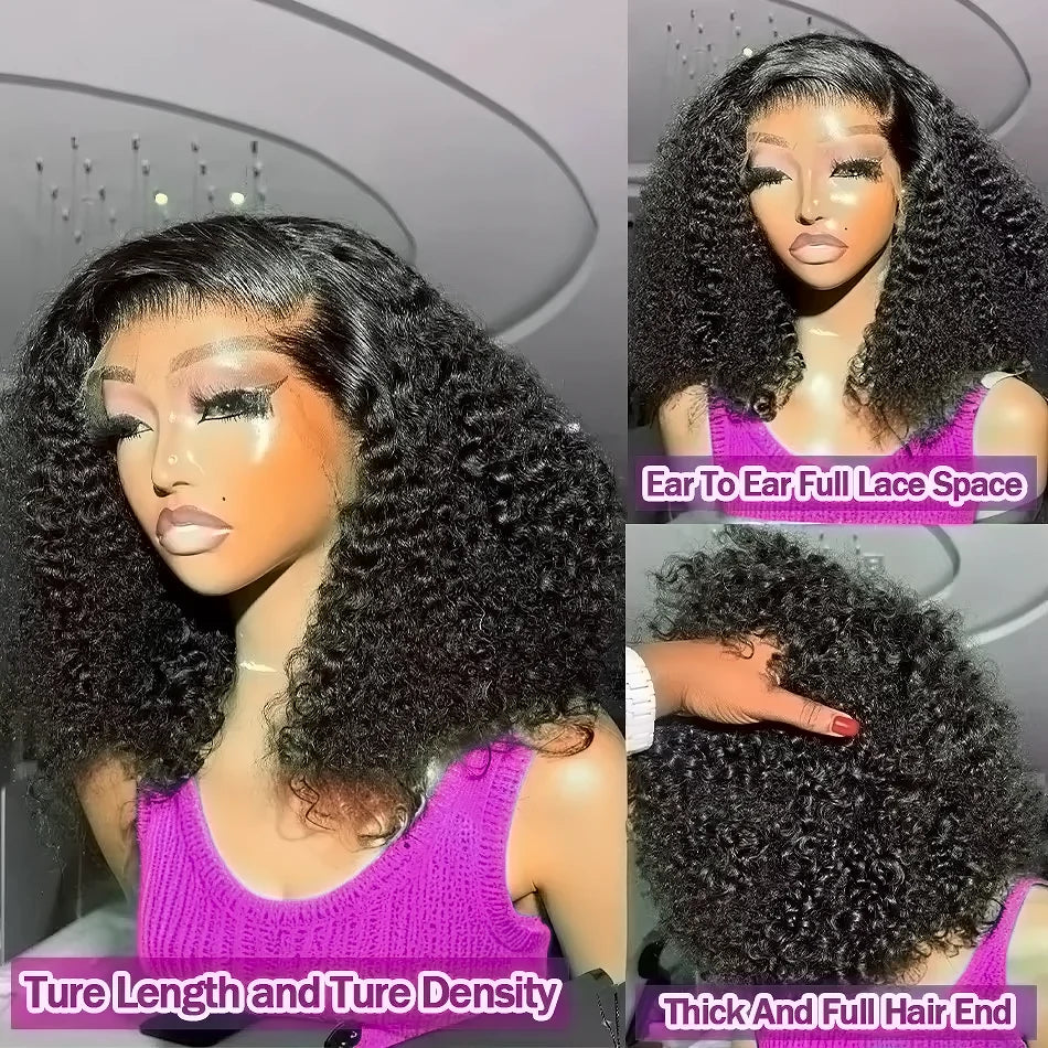 250% Density Brazilian Deep Curly Short Bob Wig | 13x4 HD Transparent Lace Front & 4x4 Deep Wave Closure Human Hair Wigs for Women