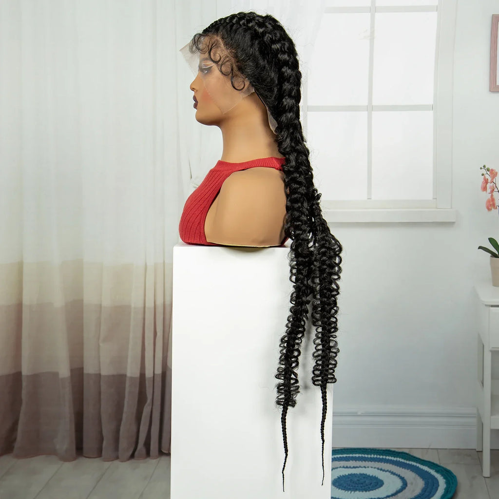 38" Knotless Twist Cornrow Braids Wig | Full Lace | Baby Hair