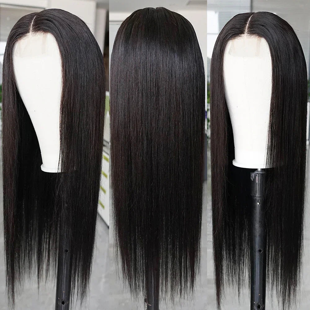 2x6 Kim K Deep Middle Part Straight Wig | Glueless Transparent Lace Closure 100% Human Hair