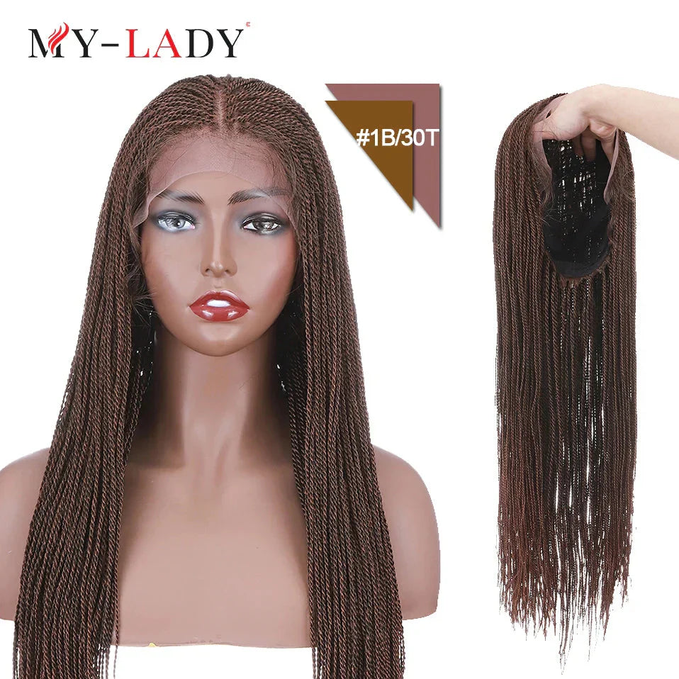 30" Box Braids Lace Front Wig | Baby Hair | Afro Synthetic Braids | Black Women