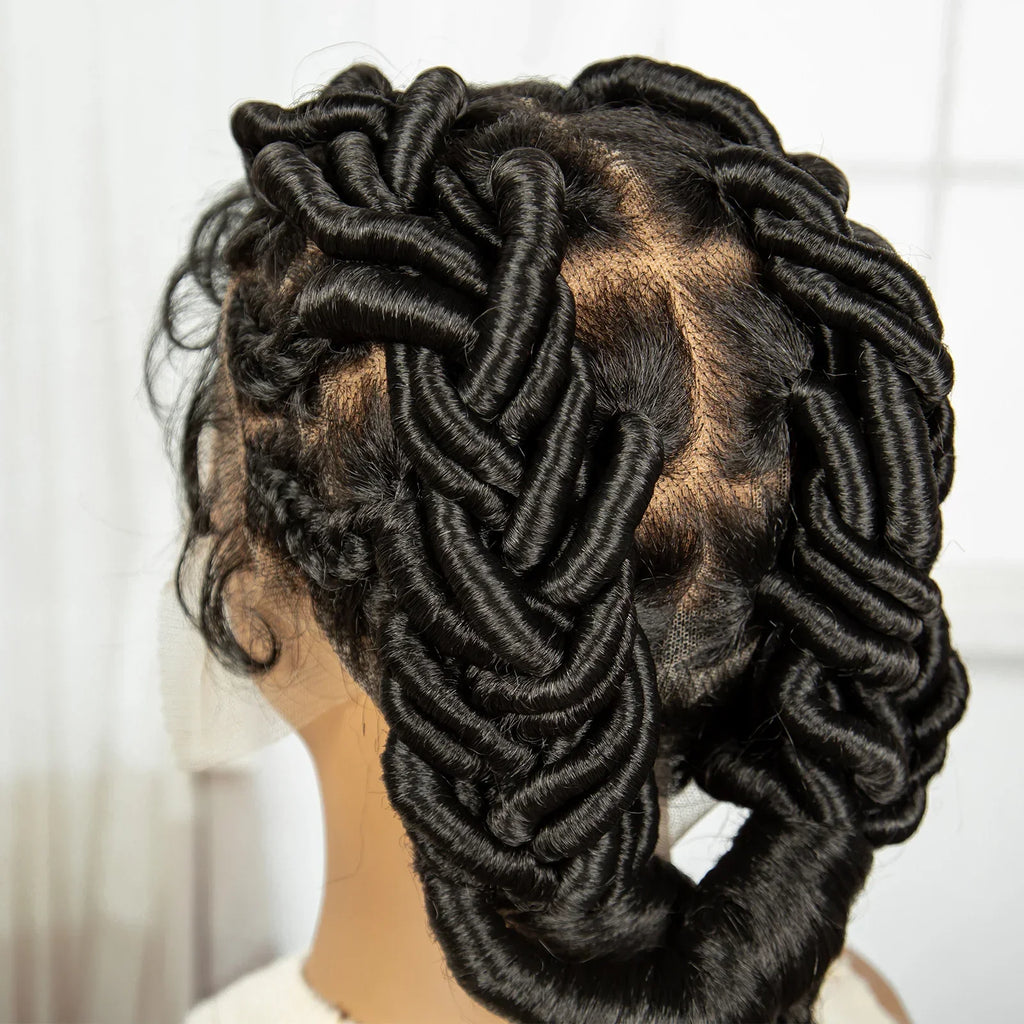 3-in-1 Handmade Bantu Braids Wig | Faux Locs Option | Full Lace | Baby Hair