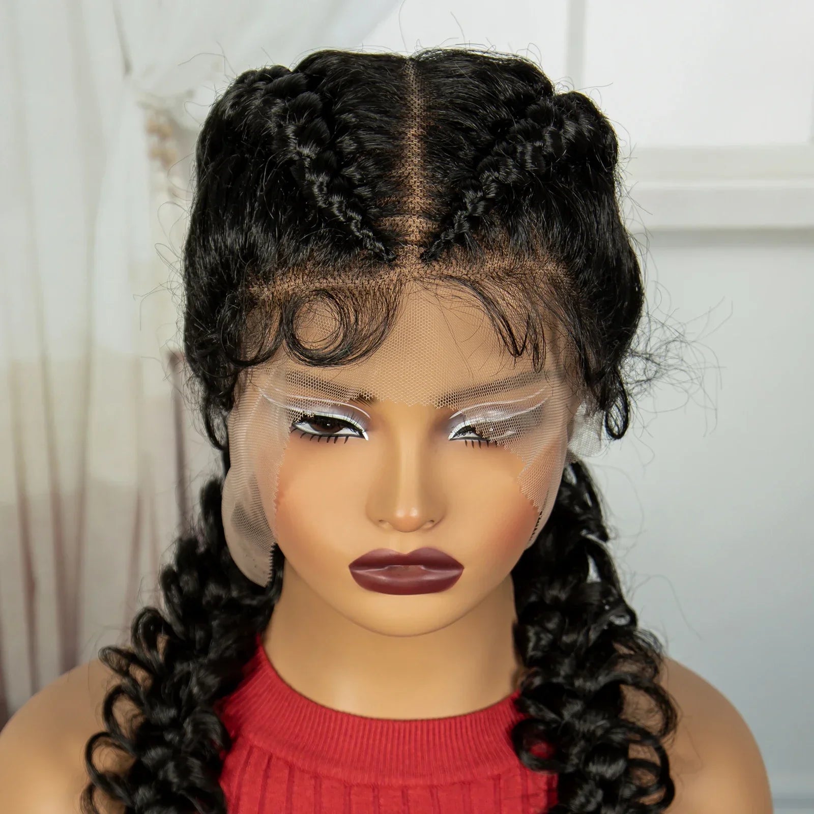 38" Knotless Twist Cornrow Braids Wig | Full Lace | Baby Hair