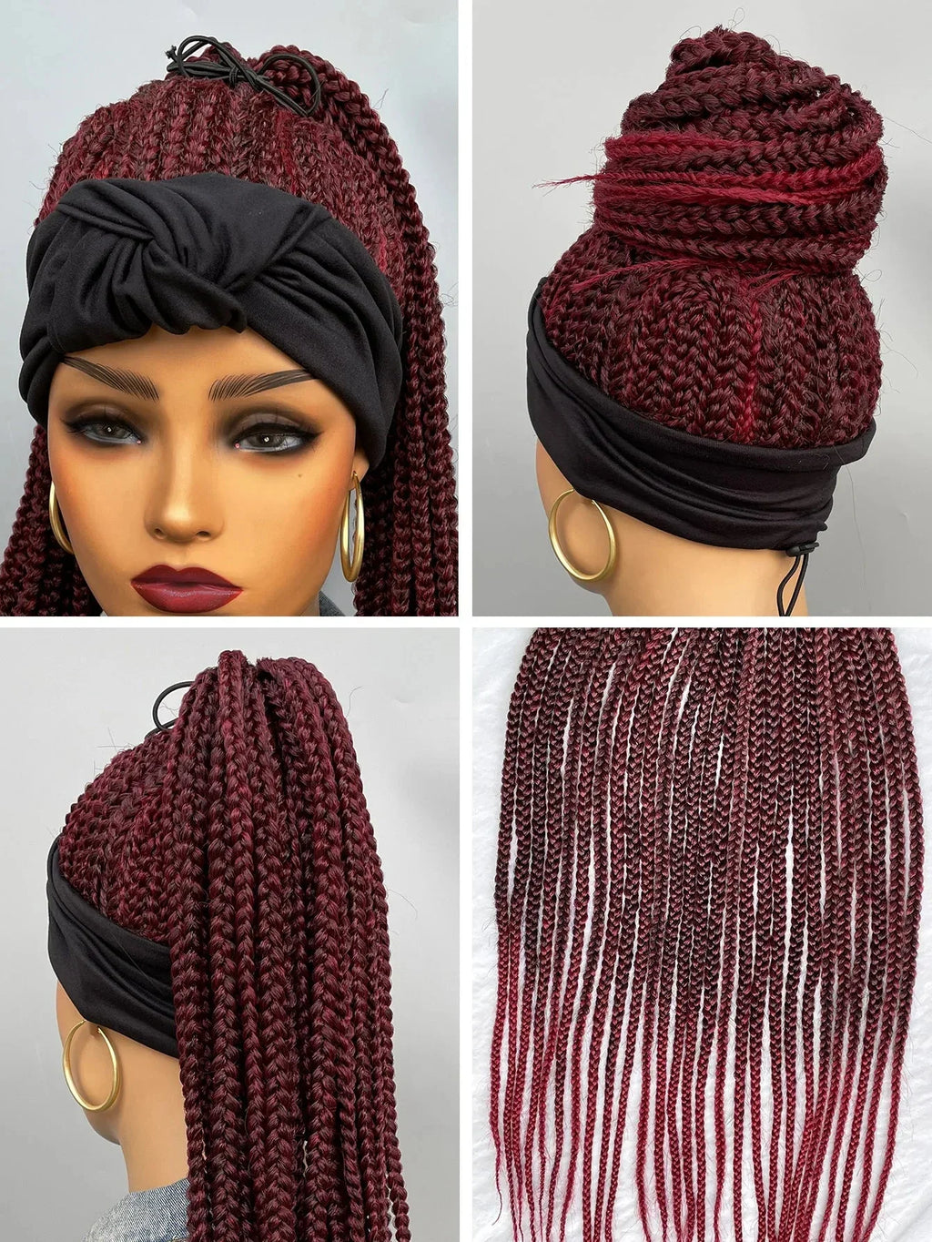 26" Twist Cornrow Headband Wig | Crochet Braids | Long Straight Synthetic