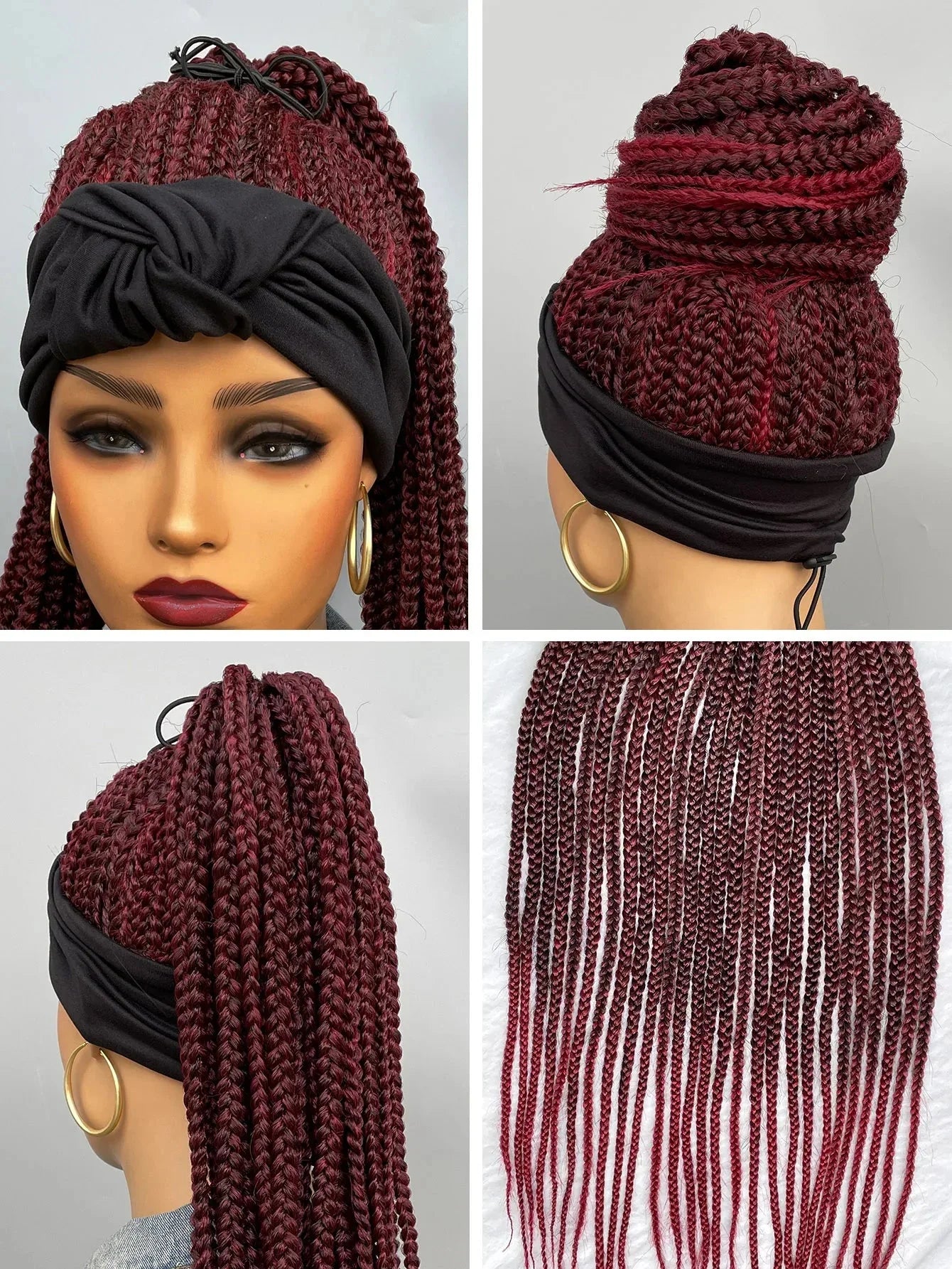 26" Twist Cornrow Headband Wig | Crochet Braids | Long Straight Synthetic