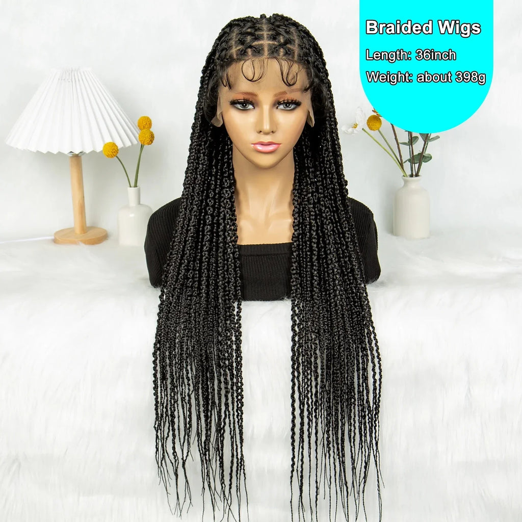 36" Criss Cross Braided Wig | Full Lace | Baby Hair | Large Cap | Synthetic Braids