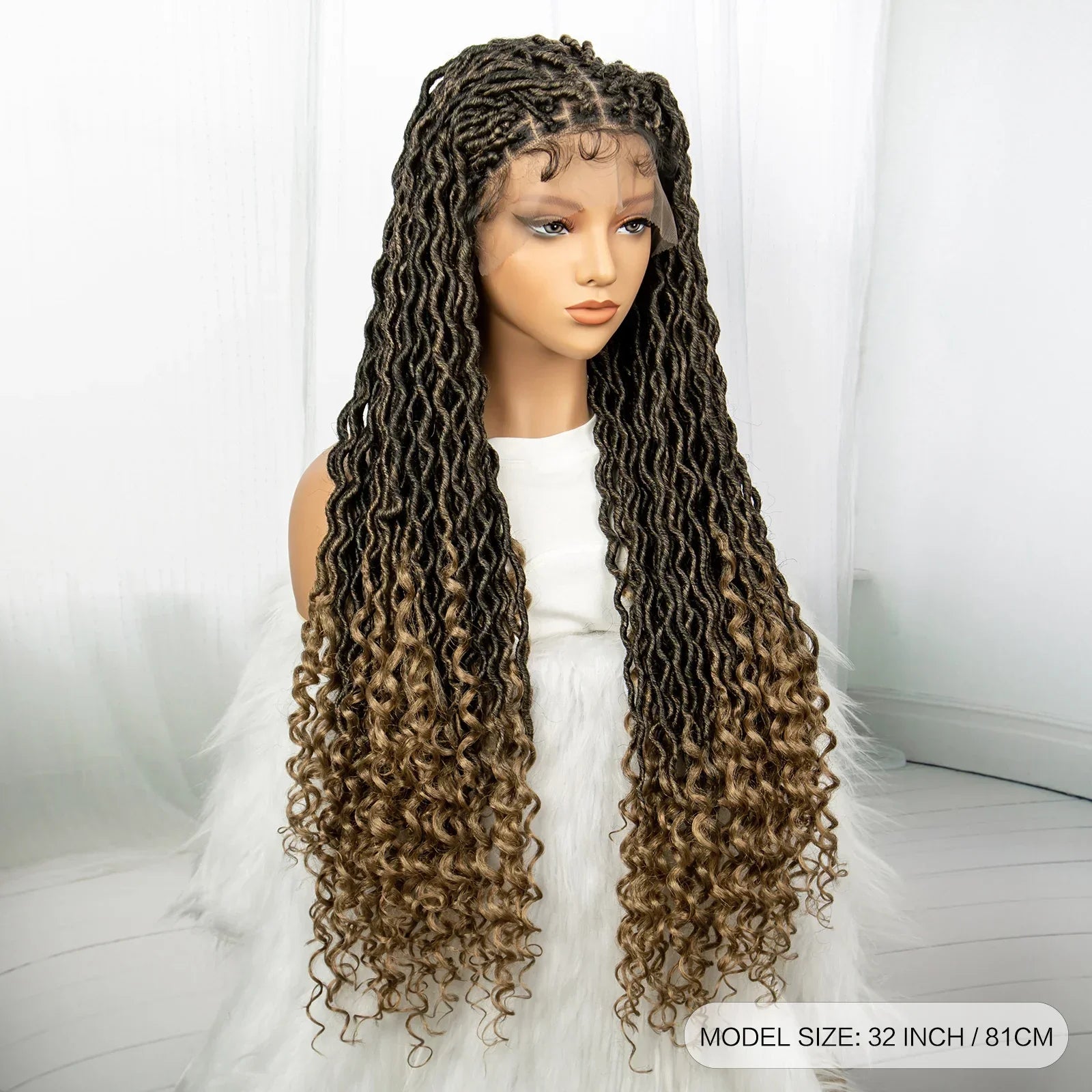 32 Inch Goddess Locs Lace Front Wig | Curly Ends | Faux Locs | Synthetic Hair | With Baby Hair