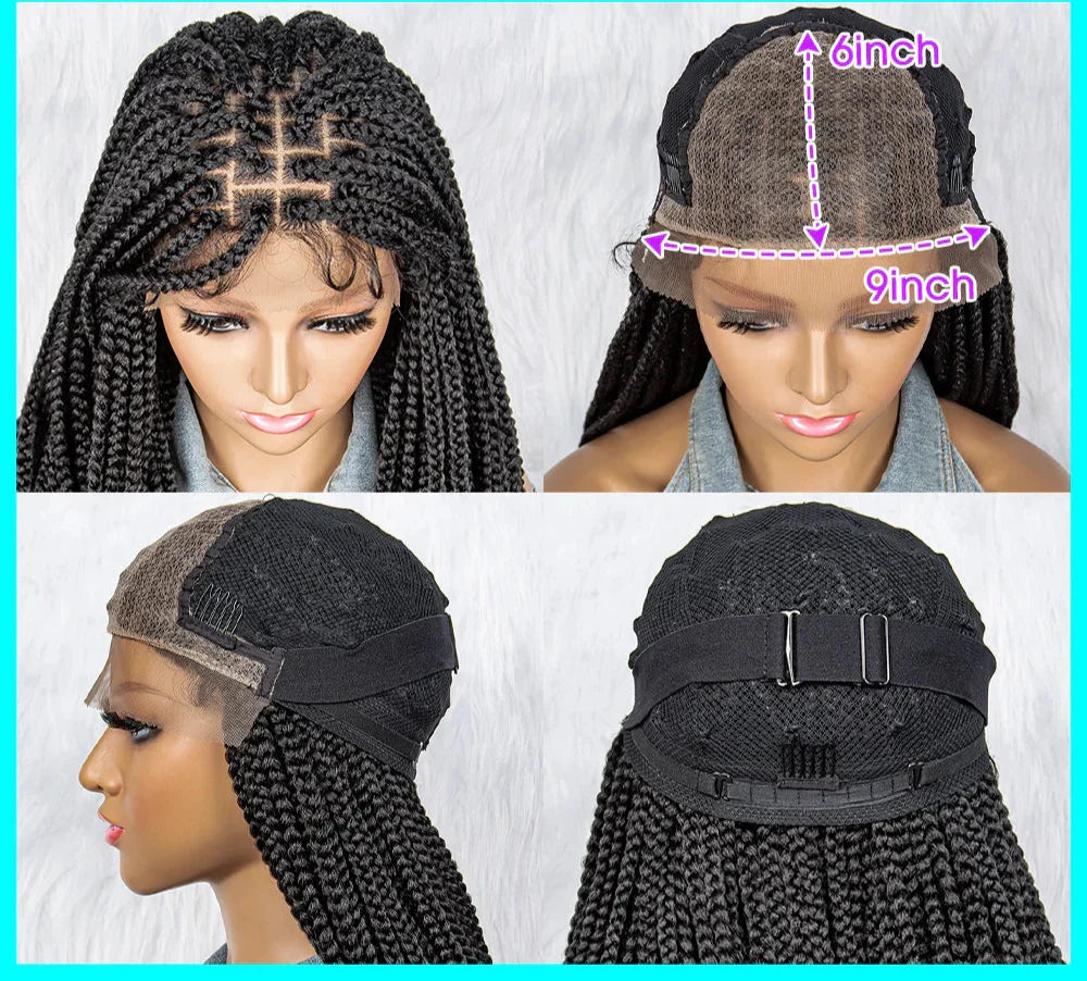 36" Knotless Cornrow Braids Wig | Lace Front with Curly Ends & Baby Hair