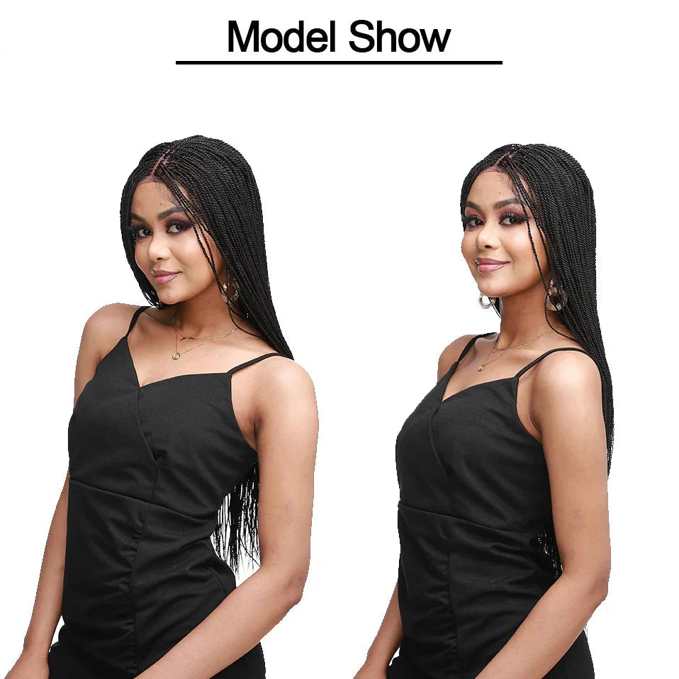 30" Box Braids Lace Front Wig | Baby Hair | Afro Synthetic Braids | Black Women