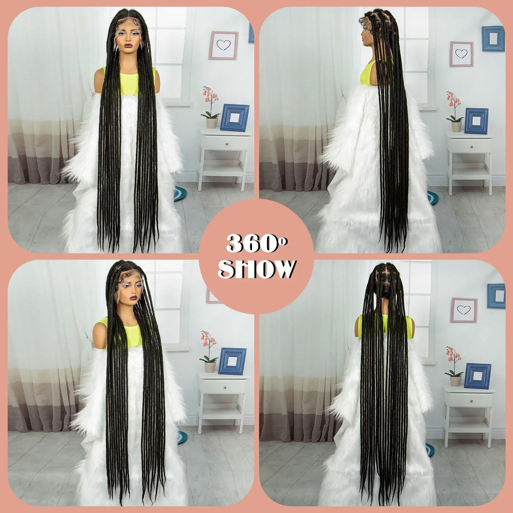60" Super Long Knotless Box Braids Wig | Transparent Full Lace