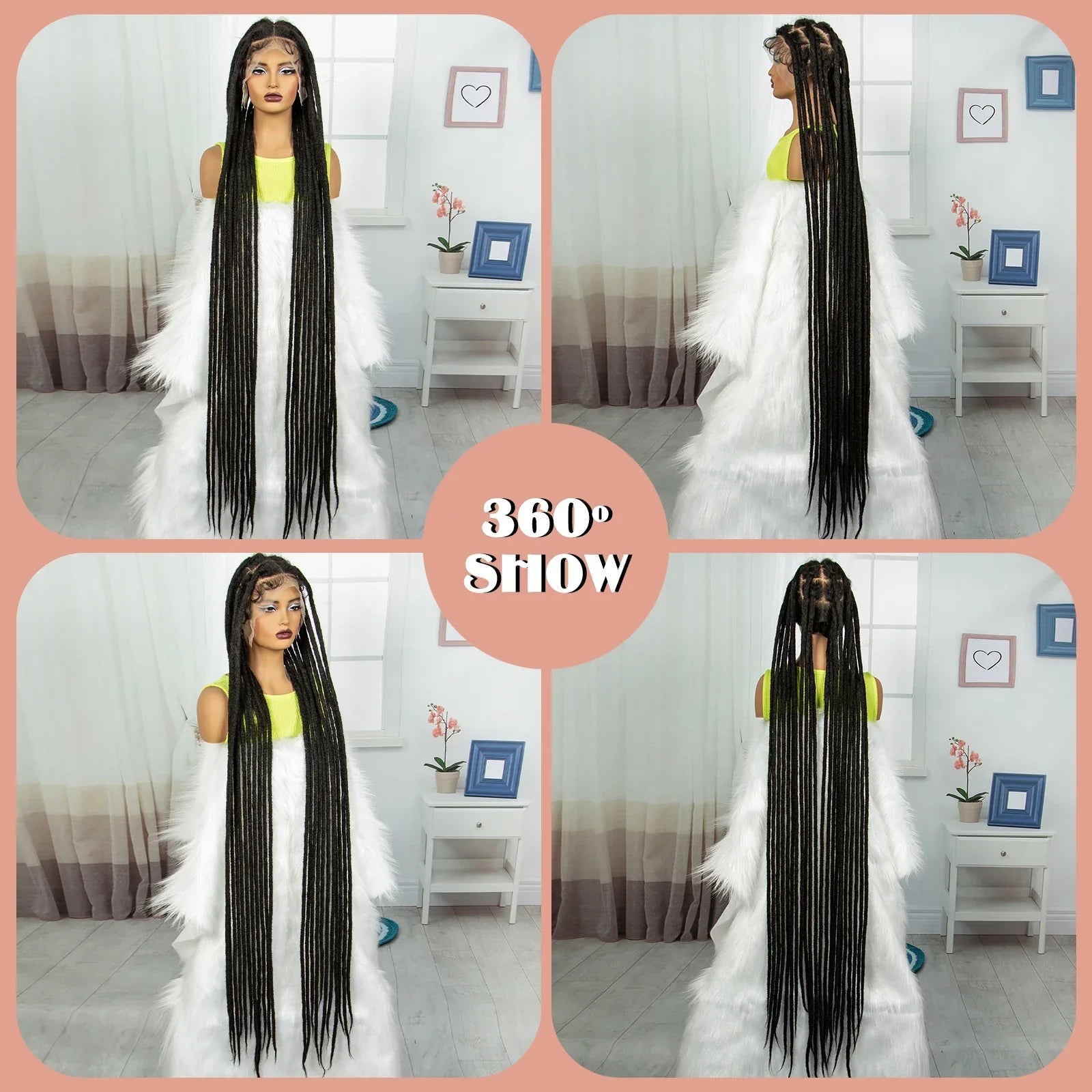 60" Super Long Knotless Box Braids Wig | Transparent Full Lace