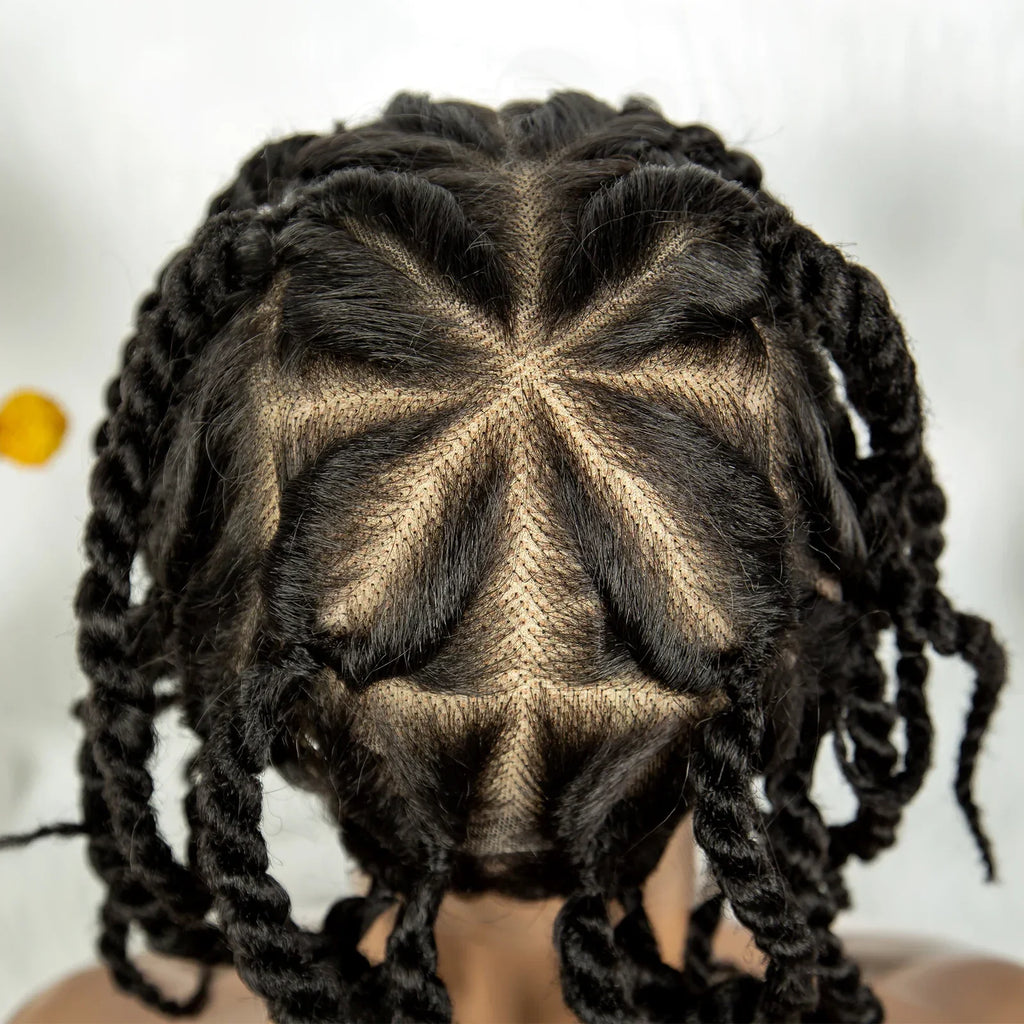 12" Short Box Braided Full Lace Wig | Crochet Braids | Baby Hair | Synthetic Braiding Wig