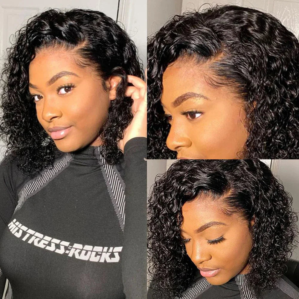 12A Kinky Curly Bob Wig | Glueless 13x4 Lace Frontal Wig | Brazilian Remy Hair