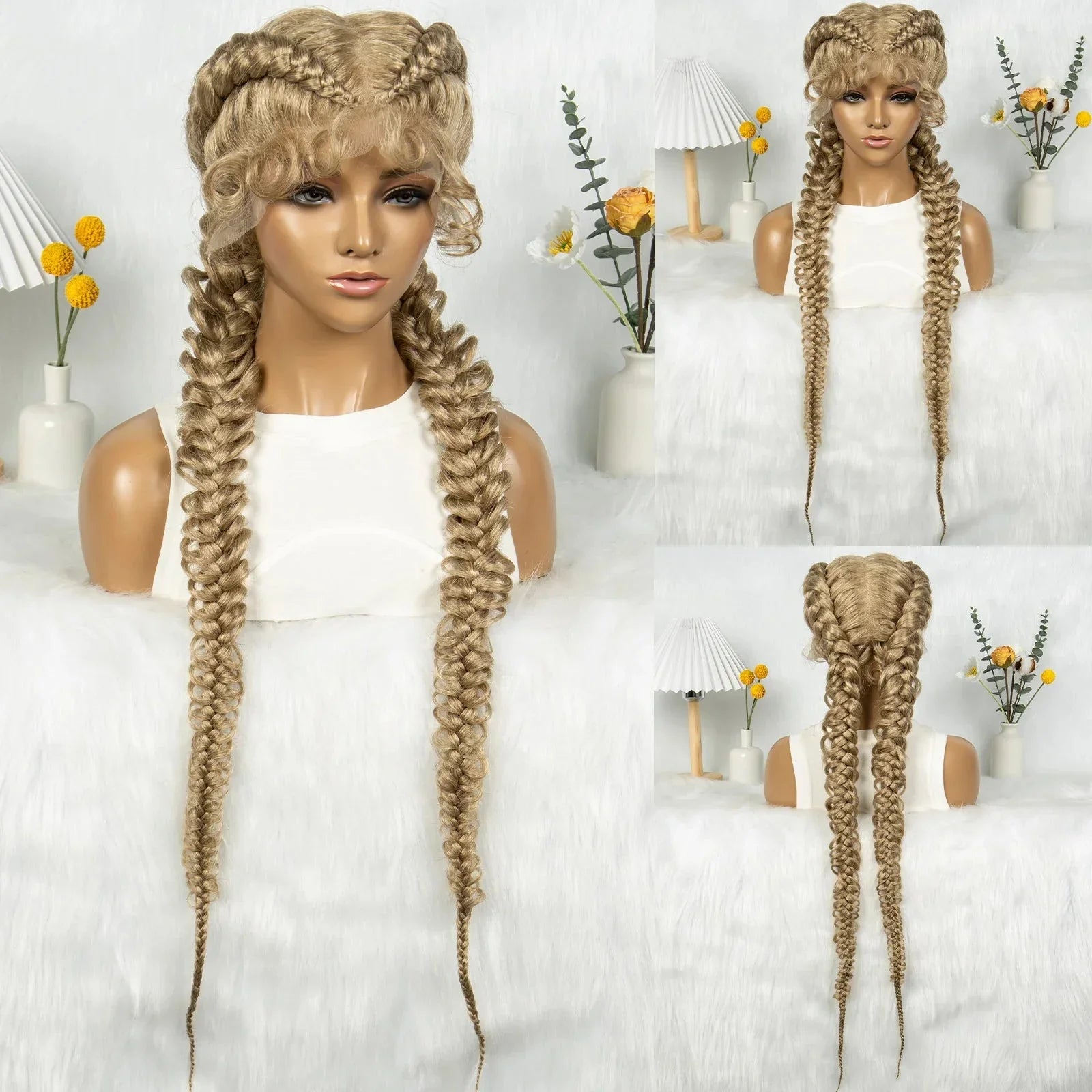 36" Twisted Braids Lace Front Wig | 13x1 | Senegalese Twist | Baby Hair | Handmade Synthetic Braids