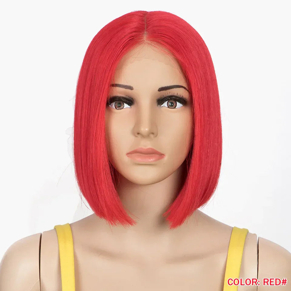 10 Inch Ombre Brown Straight Short Bob Wig | Synthetic Lace Front Wigs for Women (Heat Resistant Fiber, Cosplay & Daily Use)