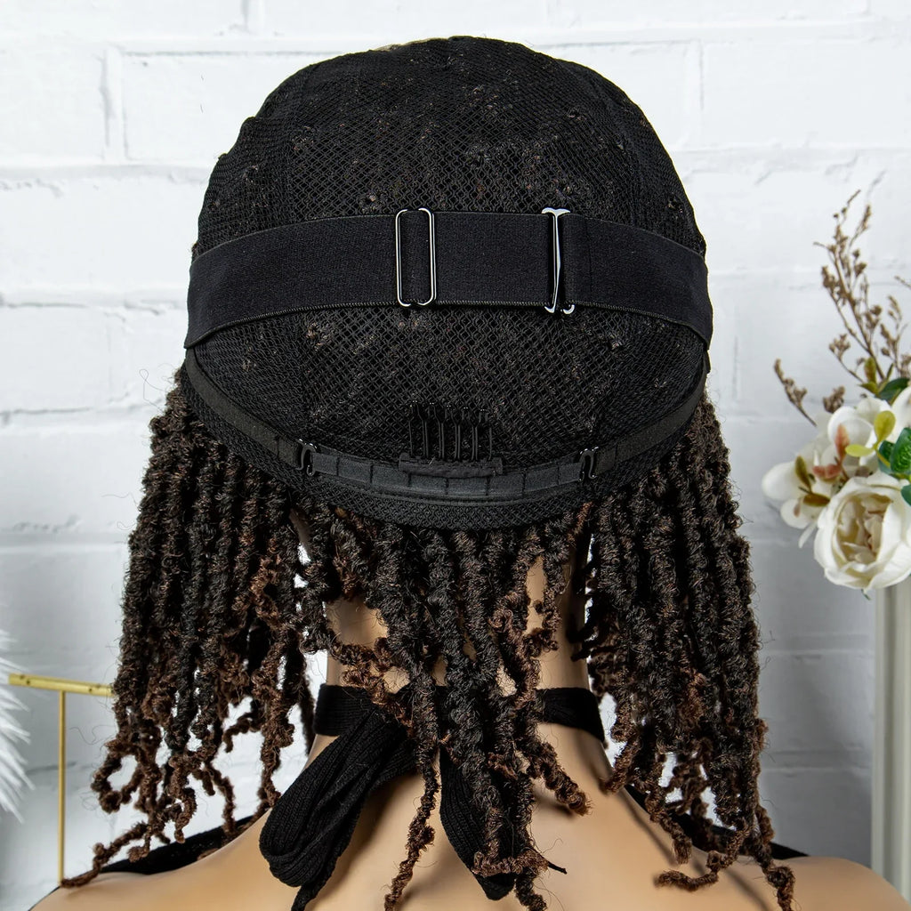14" Knotless Butterfly Locs Lace Front Wig | Synthetic Dreadlock Braids | Black Women