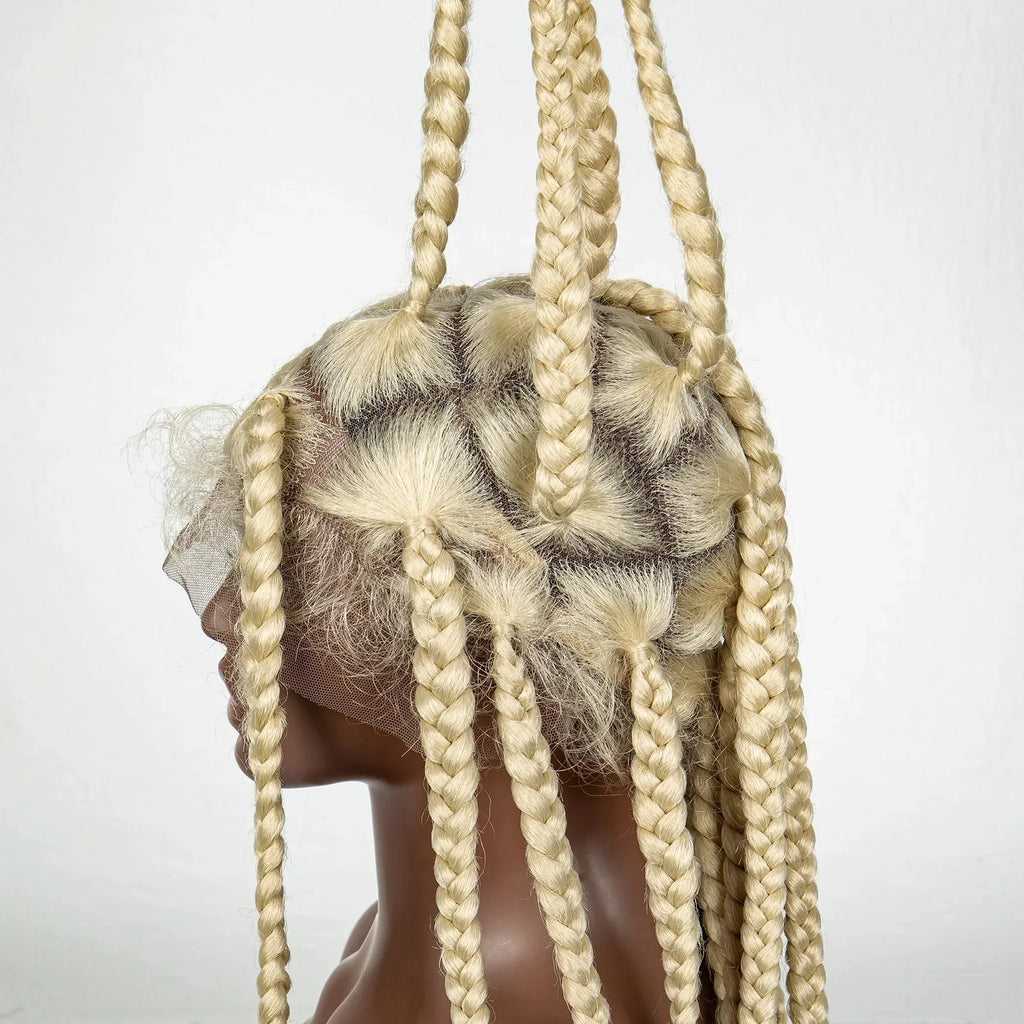 36" Purple Knotless Box Braids Wig | Transparent Full Lace | Baby Hair | Synthetic