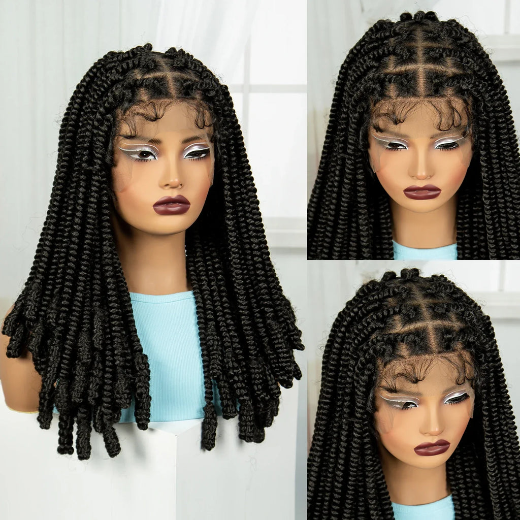 20" Knotless Box Twist Braids Wig | Full Lace | Baby Hair