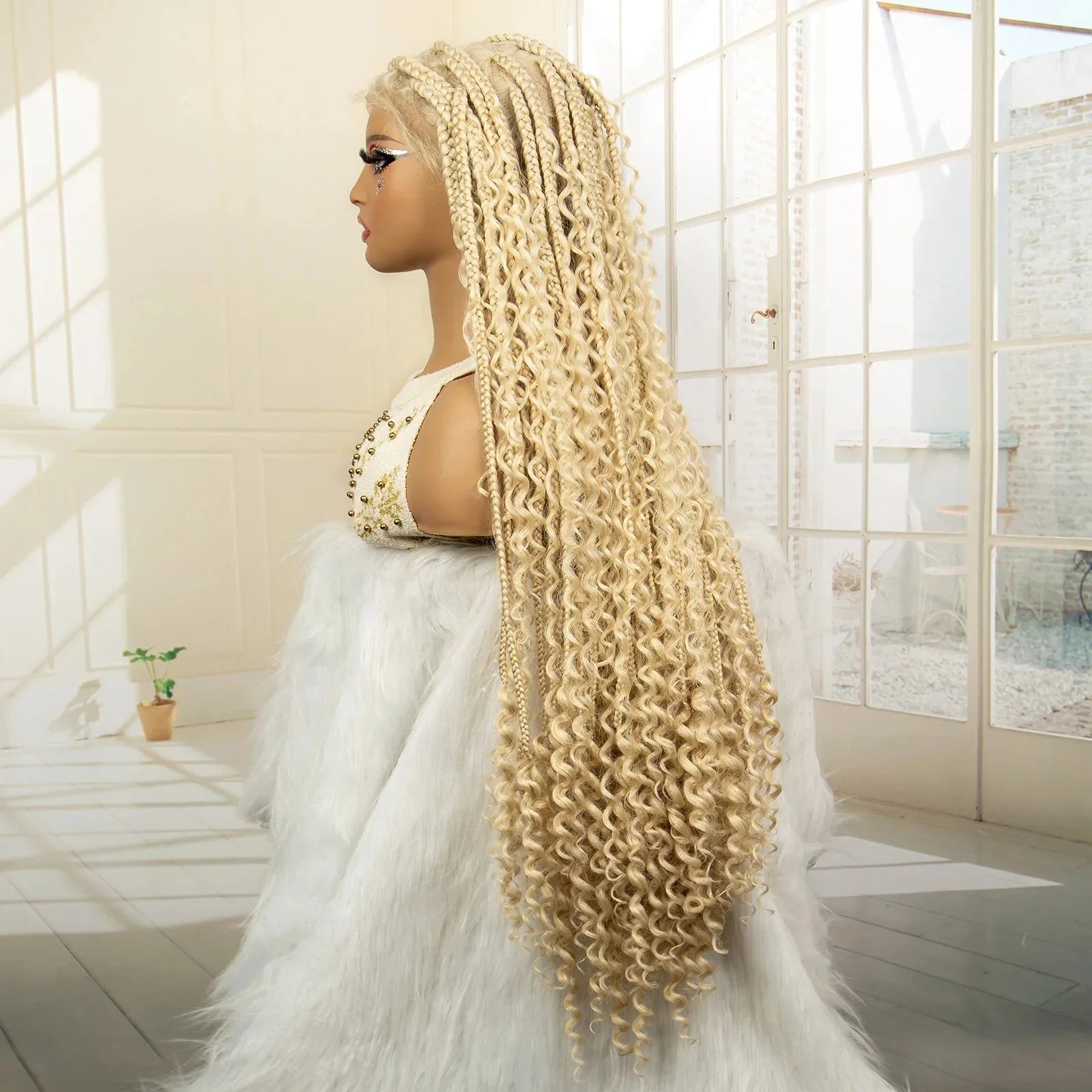 613 Blonde Knotless Boho Braids Wig | Full Lace | Baby Hair | Kanekalon Synthetic