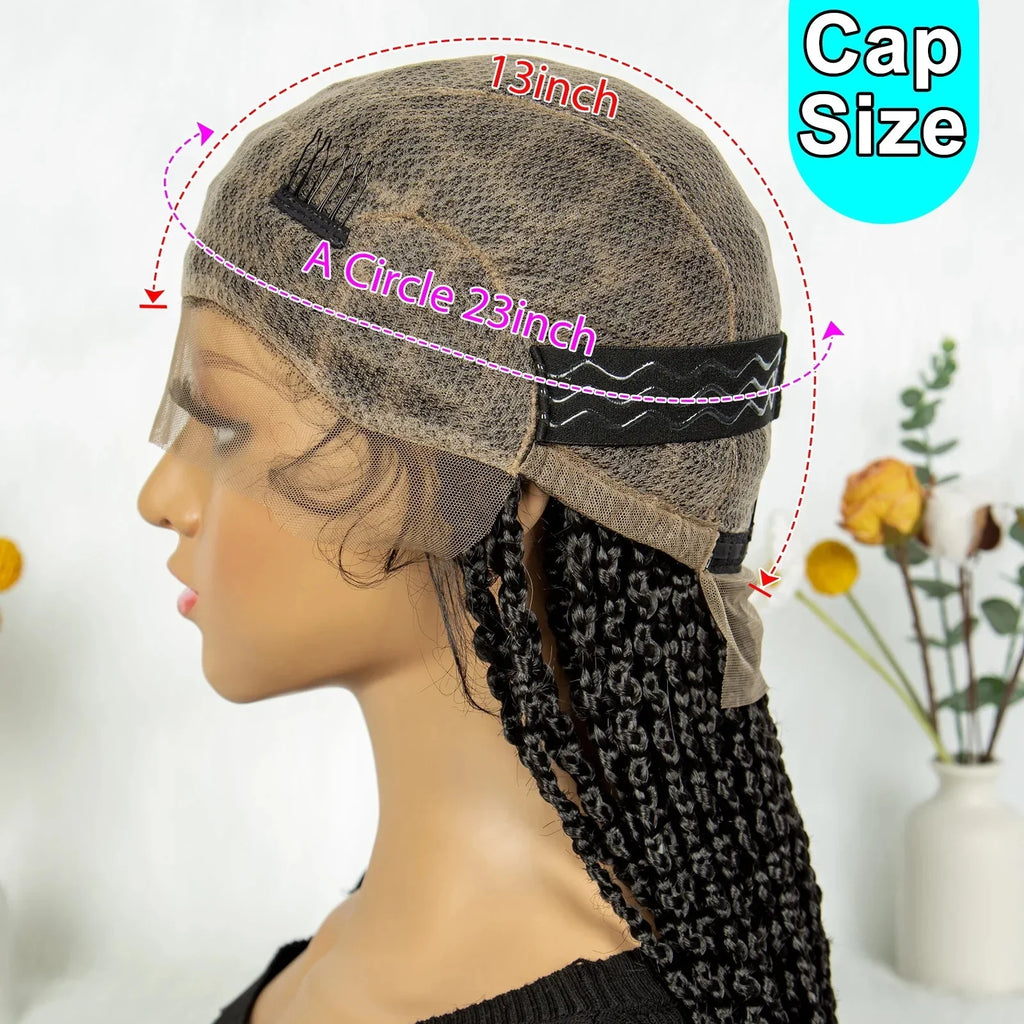 36" Criss Cross Braided Wig | Full Lace | Baby Hair | Large Cap | Synthetic Braids