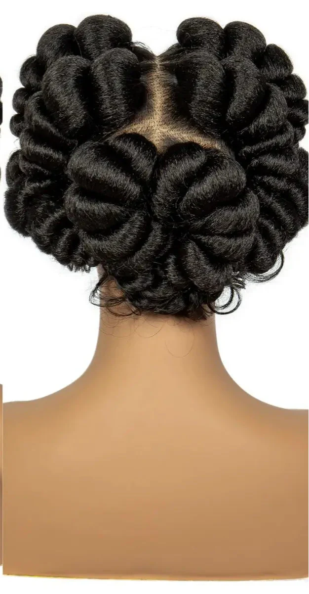 613 Blonde Short Cute Handmade Bantu Knotless Braided Wig | Full Lace Synthetic Wig for Black Women