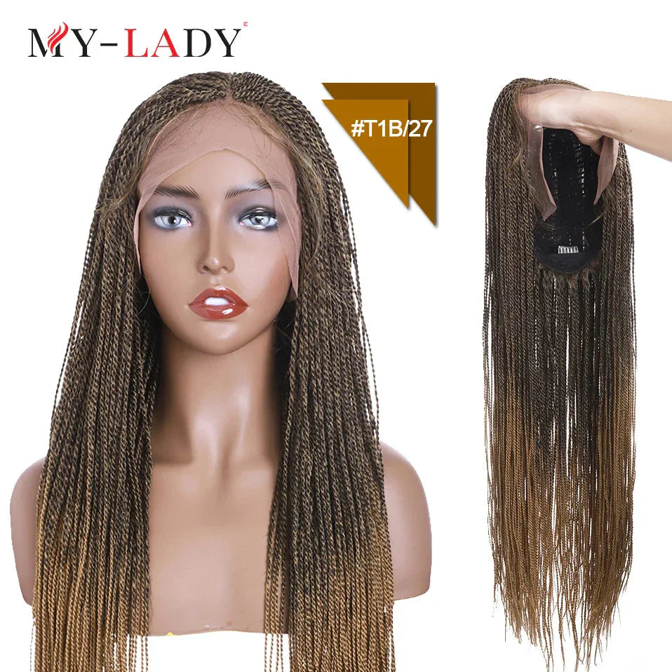 30" Box Braids Lace Front Wig | Baby Hair | Afro Synthetic Braids | Black Women