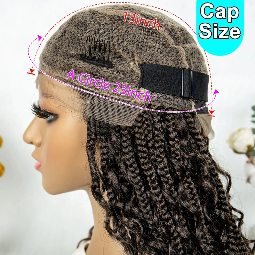 32" Natural Boho Knotless Braids Wig | HD Lace Front | Baby Hair | Synthetic