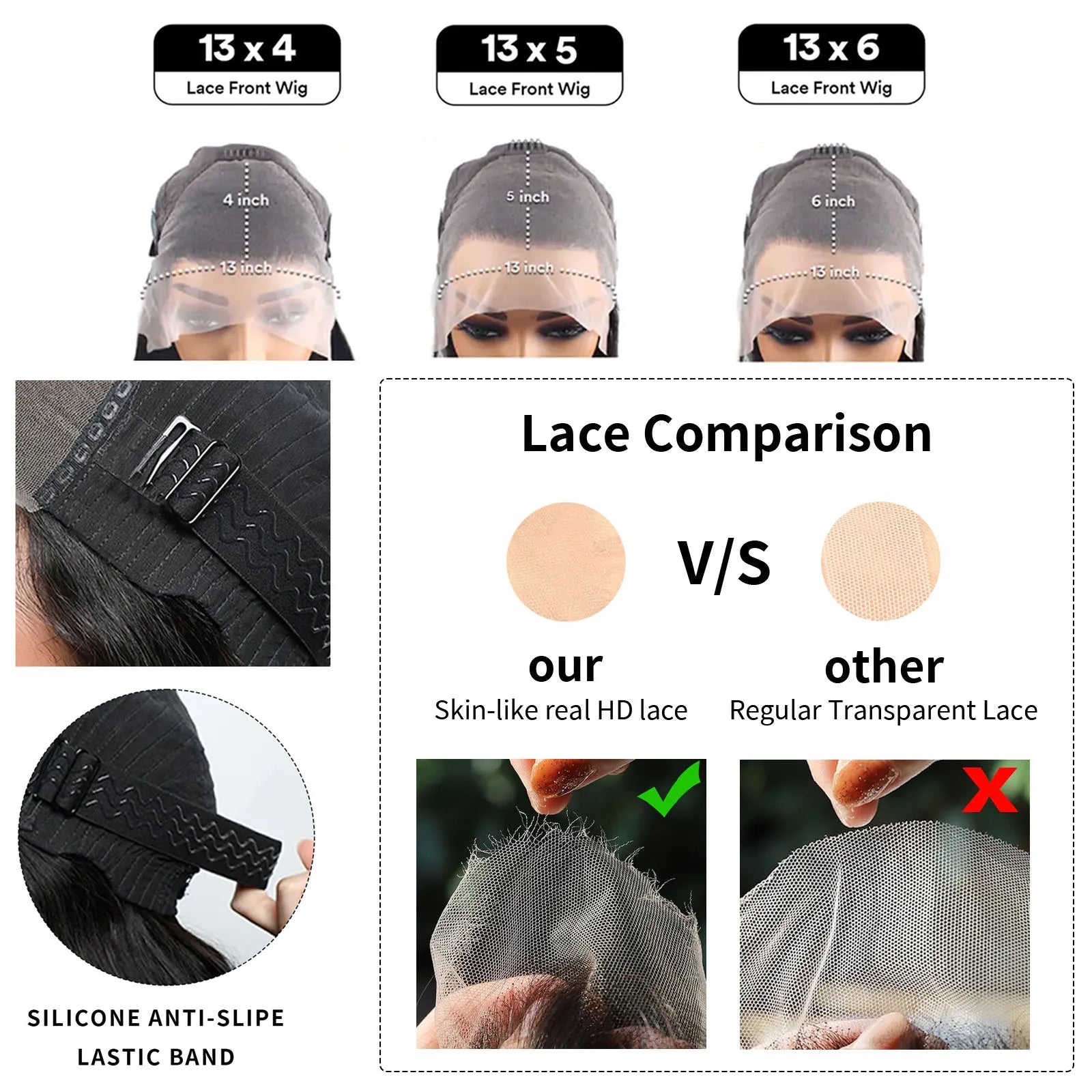 250% Density 30-34 Inch 13x6 HD Transparent Lace Frontal Wig - Deep Wave - Virgin Human Hair