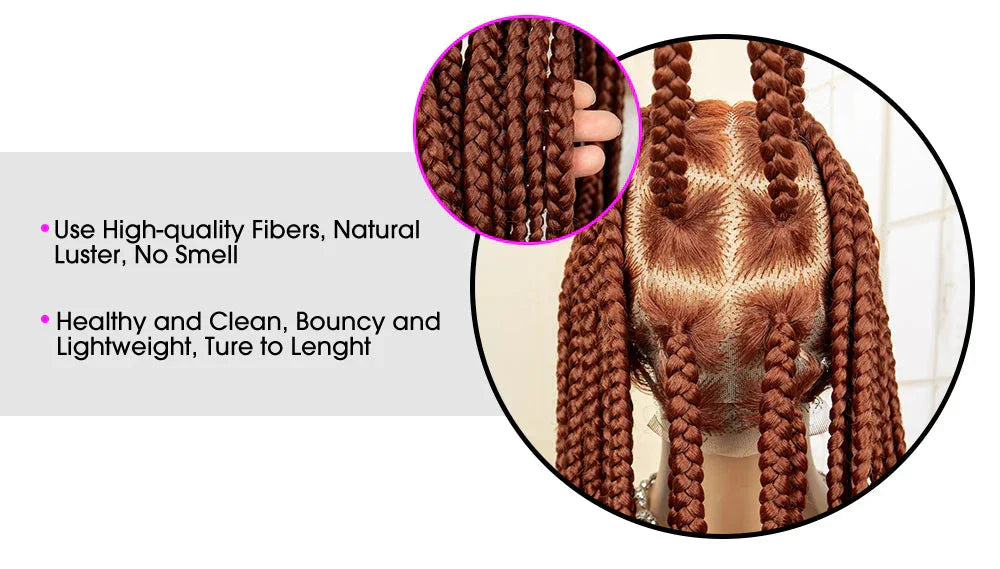 36" Big Knotless Box Braided Full Lace Wig | Cornrow Braiding Wig | Baby Hair | Synthetic Braids | For Women