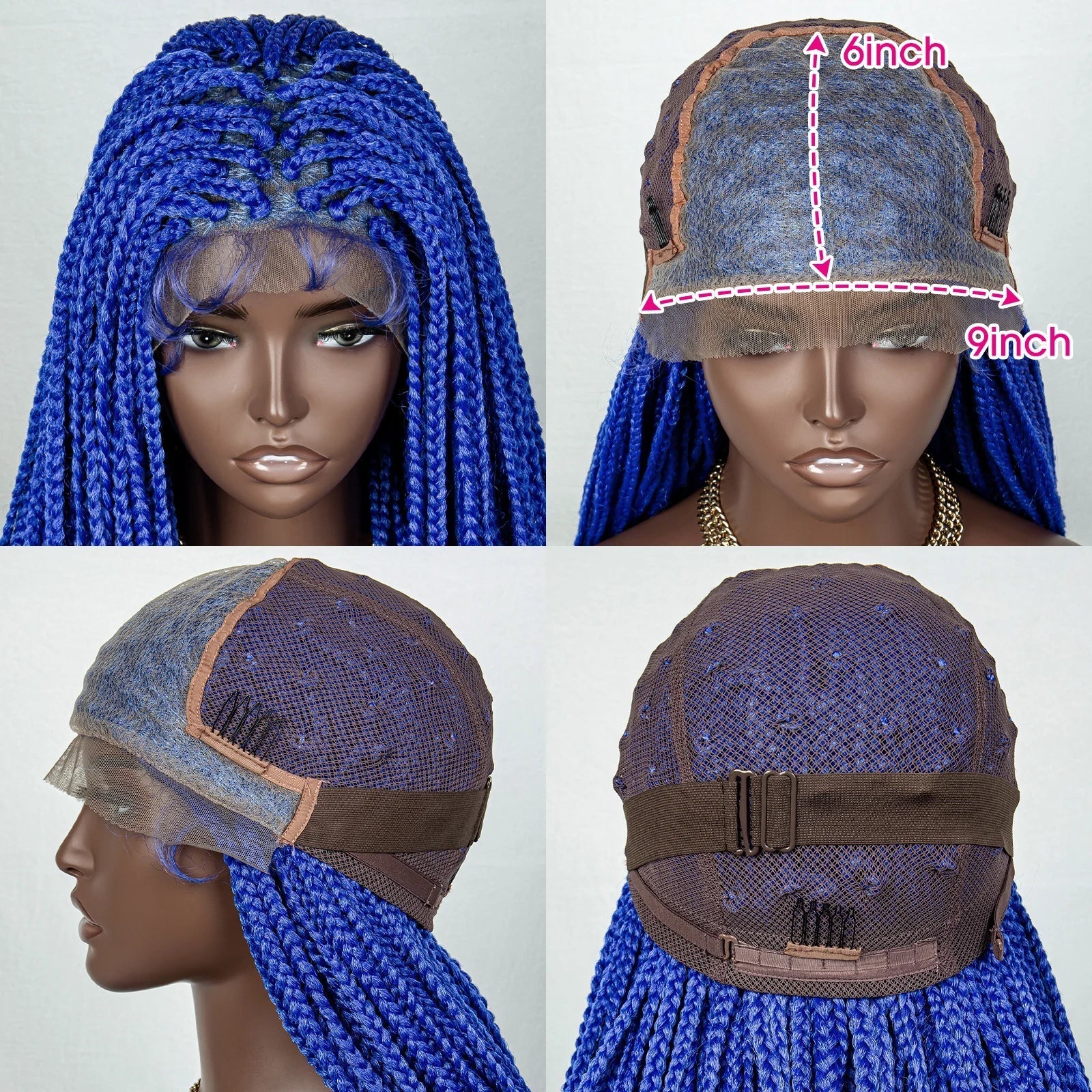 36" Water Wave Braided Wig | Lace Front | Baby Hair | Long Braids