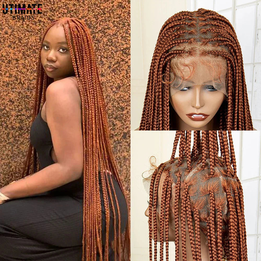 350# Blonde HD Full Lace Braided Wig | Knotless Box Cornrows | Crochet Braids | Synthetic Braids for Black Women