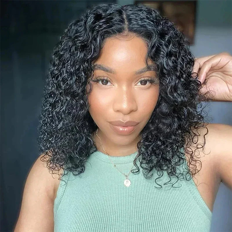 12" Deep Wave Bob Wig | 4x4 Lace Closure Wig | Brazilian Virgin Hair | Glueless Bob Wig